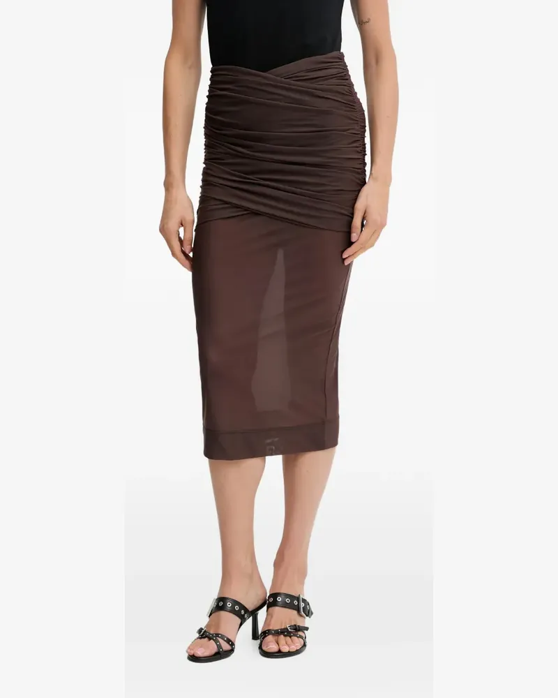 Aniye By Scandal ruched semi-sheer midi skirt - Braun Braun