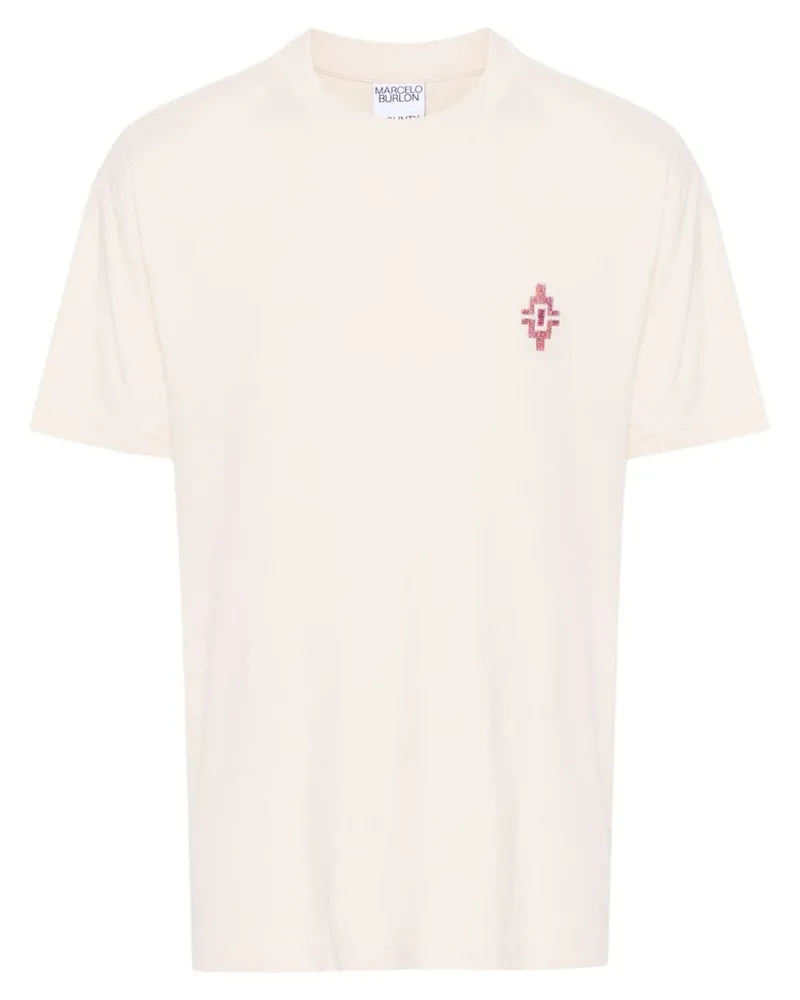 Marcelo Burlon | County of Milan T-Shirt mit Graffiti Cross-Stickerei - Nude Nude