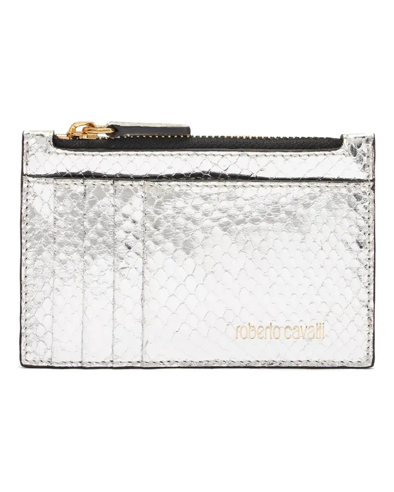 Roberto Cavalli Kartenetui im Metallic-Look - Silber Silber