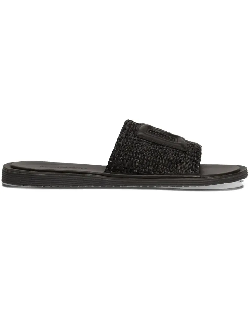 Dolce & Gabbana Pantoletten mit Logo-Applikation - Schwarz Schwarz