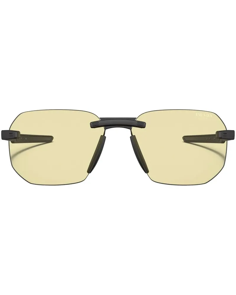 Prada Sonnenbrille mit Logo-Print - Schwarz Schwarz