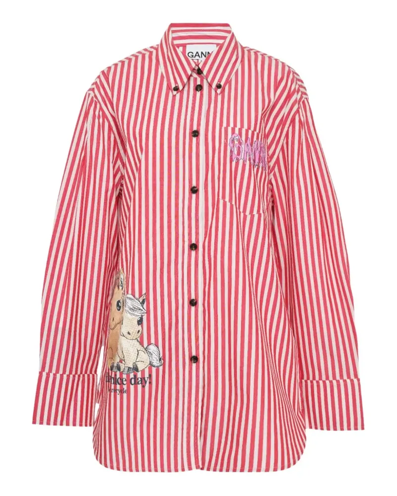 Ganni striped cotton shirt - Rot Rot
