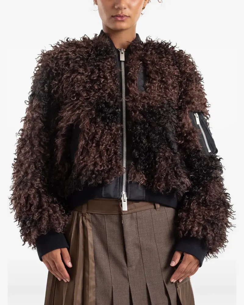 Sacai Jacke mit Faux Fur - Braun Braun