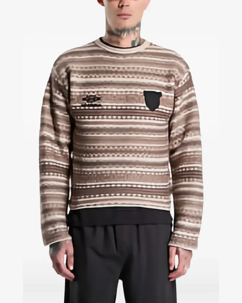 Umbro Pullover mit Norwegermuster und Wappen - Braun Braun