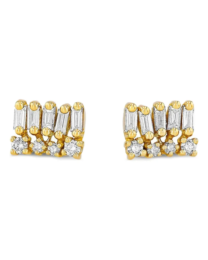 Suzanne Kalan 18kt Short Stacked Mixed Gelbgoldohrstecker mit Diamanten Gold