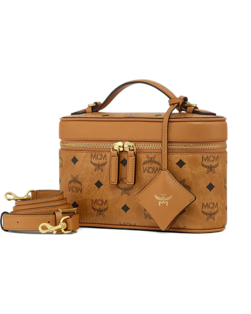 MCM small Aren logo-print tote bag - Braun Braun