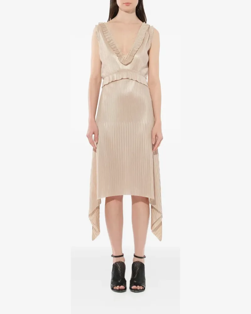 Givenchy Plisseekleid mit V-Ausschnitt - Nude Nude