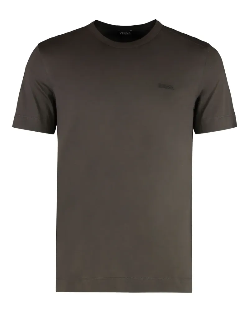 Ermenegildo Zegna T-Shirt mit Logo-Stickerei - Braun Braun