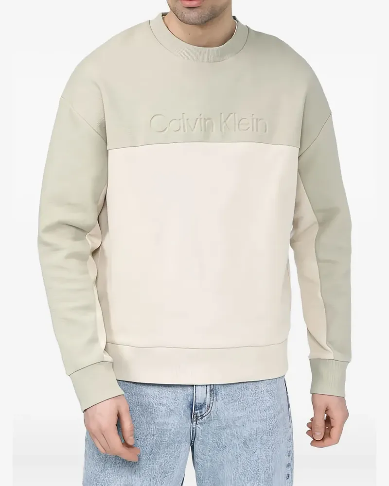 Calvin Klein Sweatshirt in Colour-Block-Optik - Grün Grün