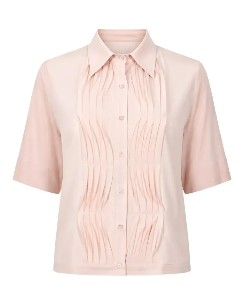 Seventy pintuck-pleated short-sleeved shirt - Rosa Rosa