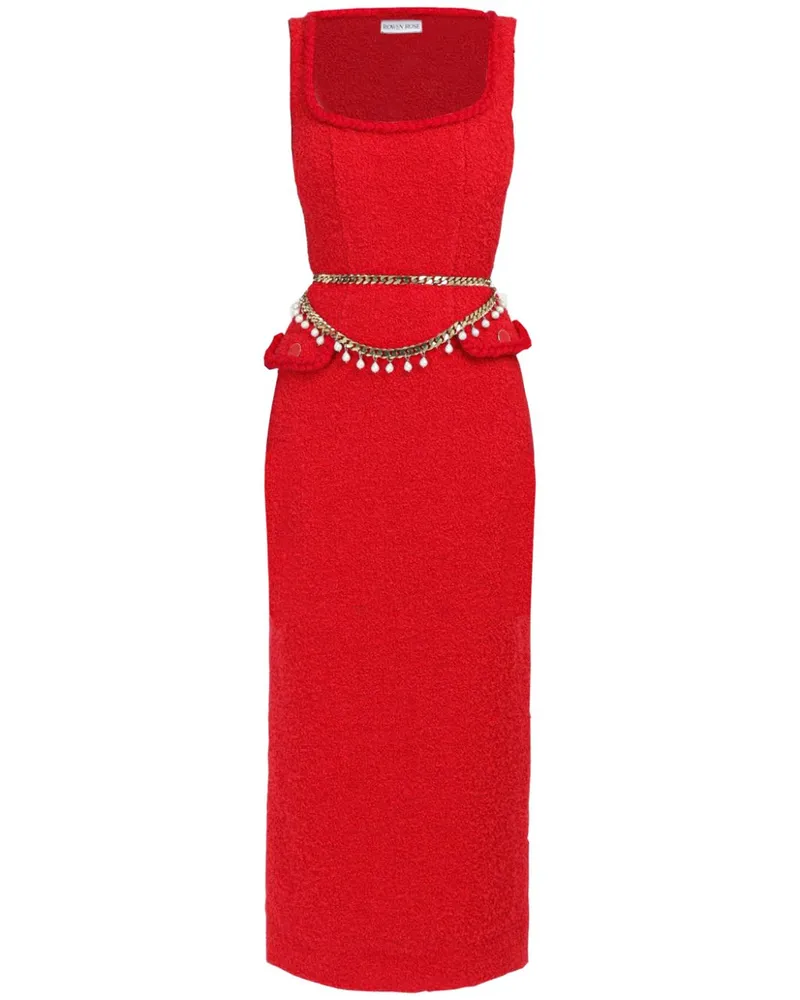 Rowen Rose Ärmelloses Maxikleid aus Tweed - Rot Rot