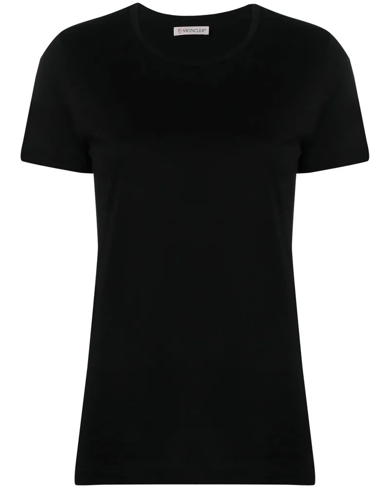 Moncler T-Shirt mit Logo-Patch - Schwarz Schwarz