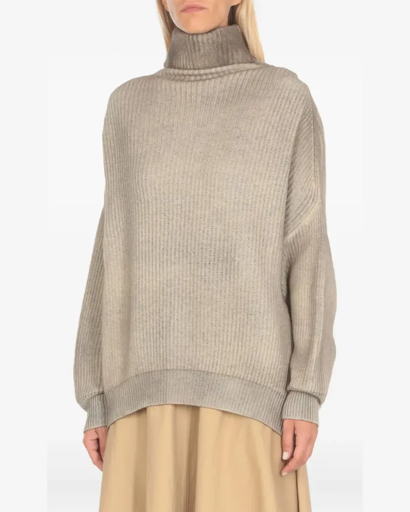 Avant Toi Gerippter Rollkragenpullover - Grau Grau