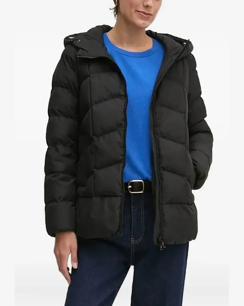 Geox Kapuzenjacke mit Chevron-Steppung - Schwarz Schwarz