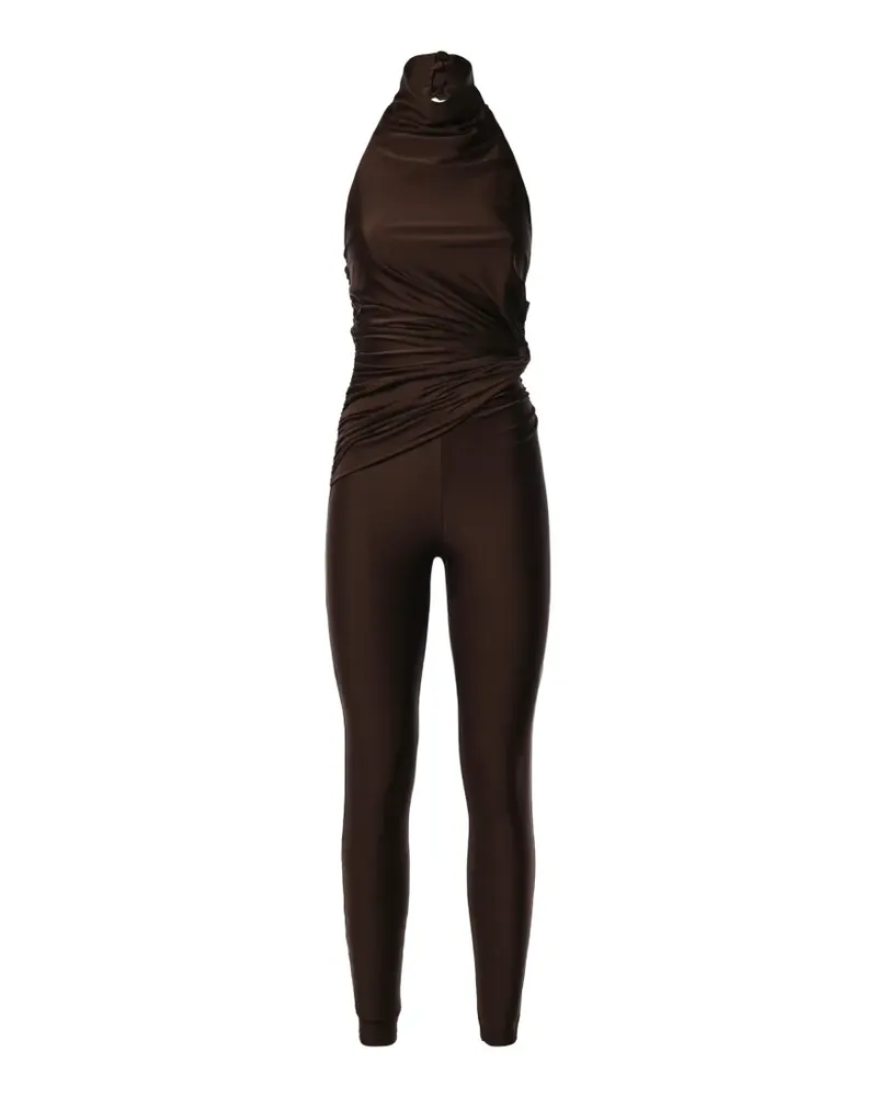 ANDAMANE Tatiana draped halterneck jumpsuit - Braun Braun