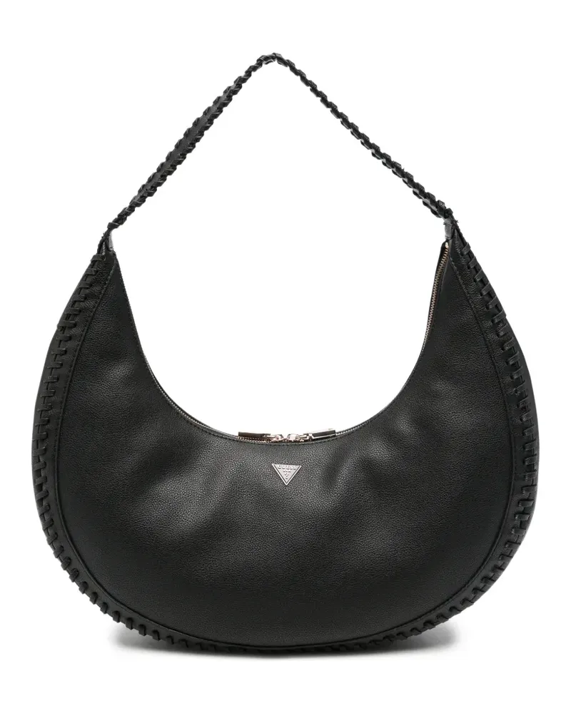 Guess Geflochtene Schultertasche mit Ziernähten - Schwarz Schwarz