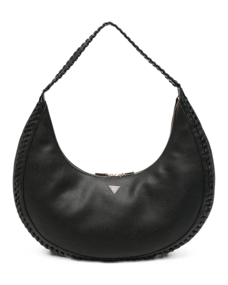 Guess Geflochtene Schultertasche mit Ziernähten - Schwarz Schwarz