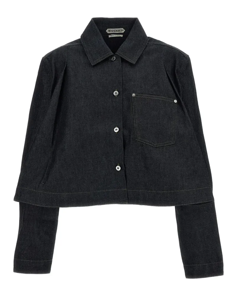 J.W.Anderson pleated-sleeve denim shirt - Blau Blau