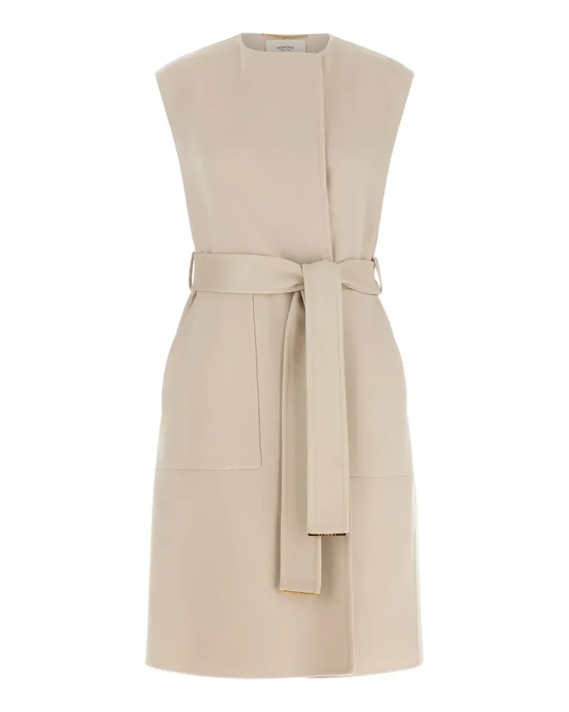 AGNONA belted cashmere vest - Nude Nude
