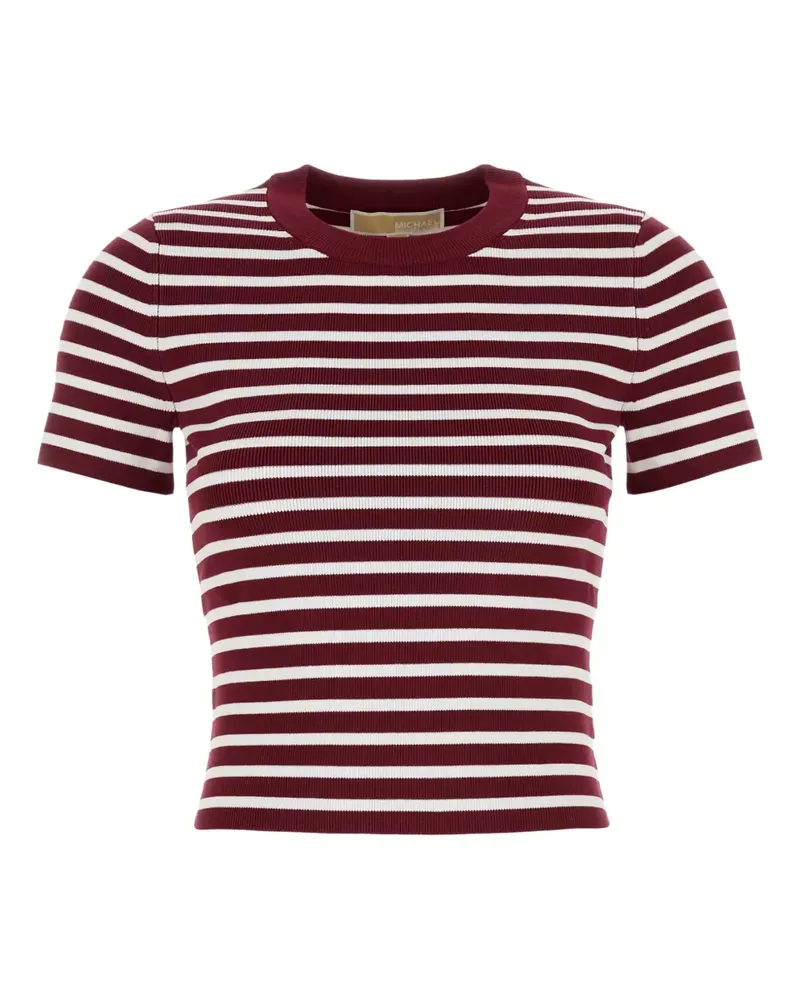 Michael Kors Gestreiftes T-Shirt aus Rippstrick - Rot Rot