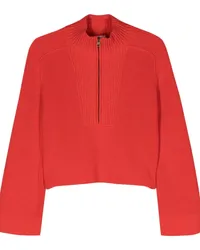 forte_forte Cropped-Pullover mit halbem Reißverschluss Rot