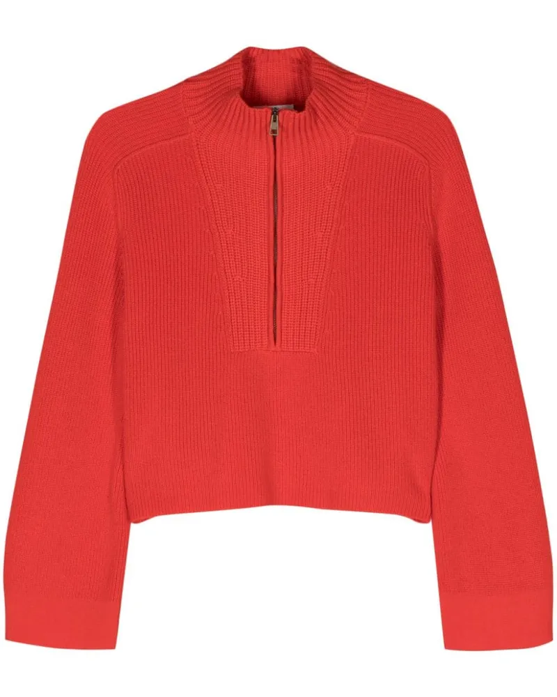 forte_forte Cropped-Pullover mit halbem Reißverschluss Rot