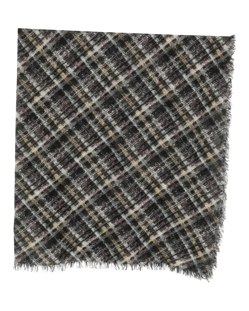 Faliero Sarti Scott check-pattern frayed scarf - Schwarz Schwarz