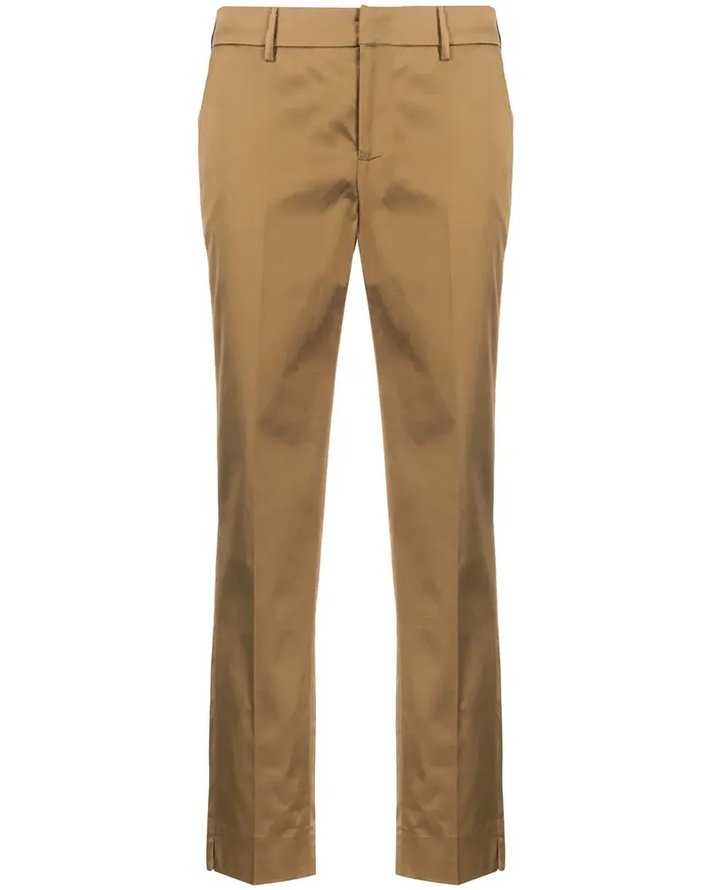 PT TORINO Schmale Cropped-Hose - Braun Braun