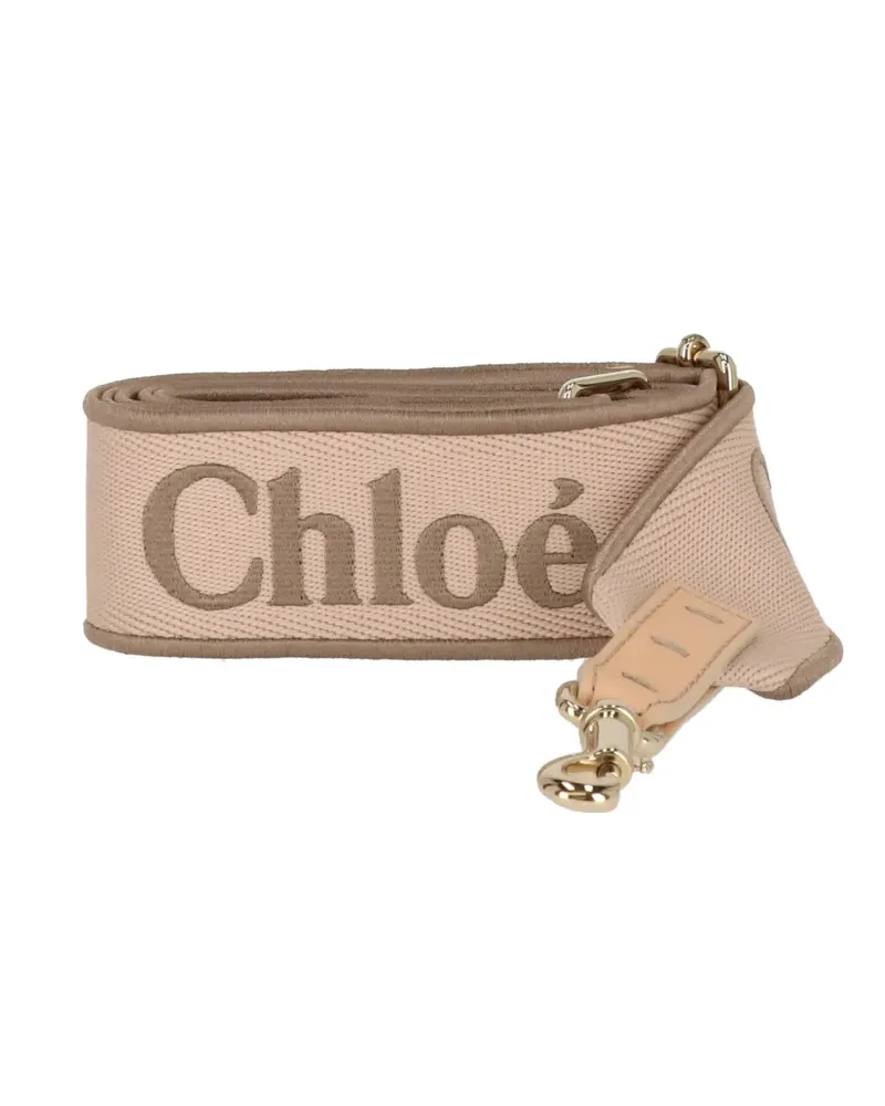 Chloé logo-embroidered adjustable bag strap - Nude Nude
