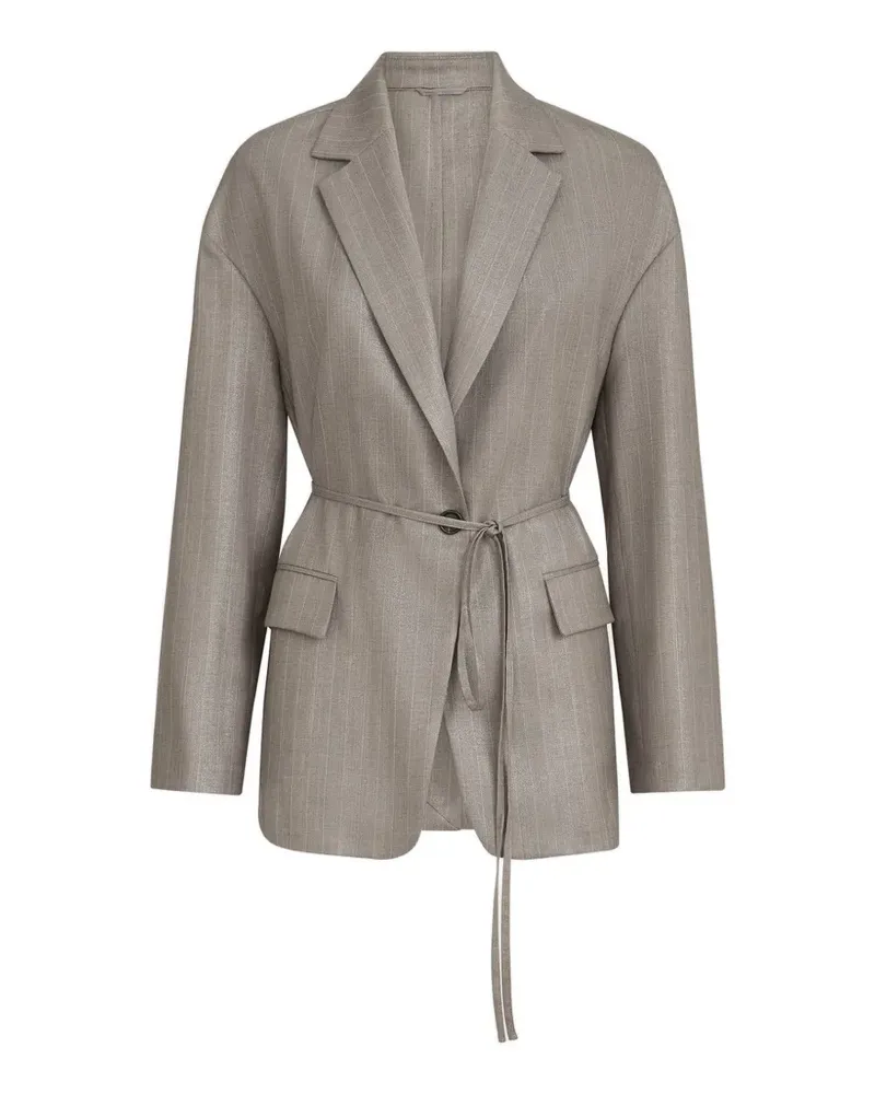 Brunello Cucinelli Funkelnder Nadelstreifen-Blazer aus Schurwolle mit Monili - Grau Grau