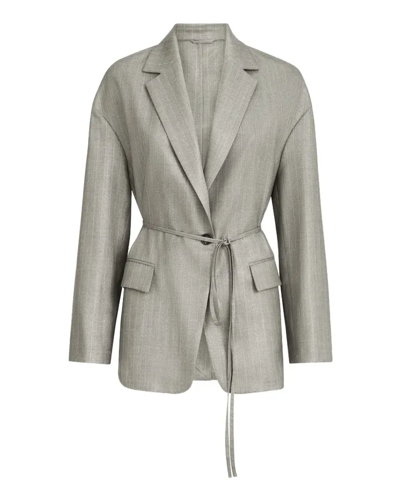Brunello Cucinelli Funkelnder Nadelstreifen-Blazer aus Schurwolle mit Monili - Grau Grau