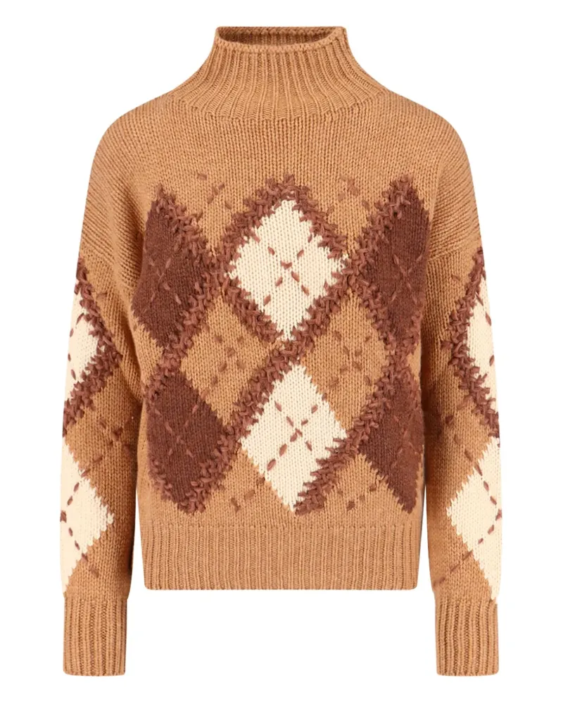 Ermanno Scervino Stehkragen-Pullover mit Rautenmuster - Orange Orange