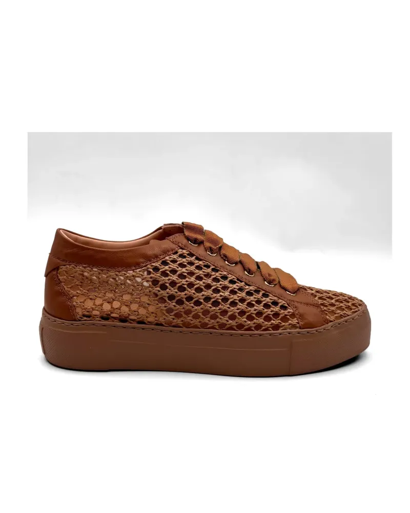 Attilio Giusti Leombruni mesh-panel leather-trim sneakers - Nude Nude