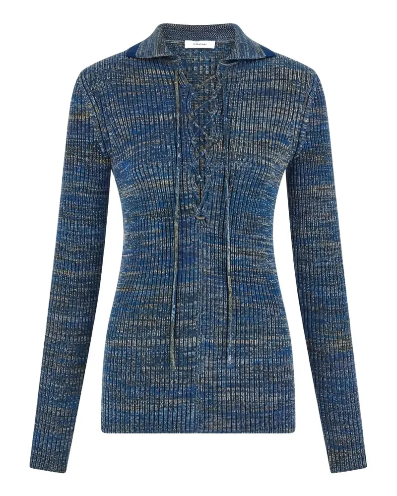 Ferragamo Gerippter Pullover mit Schnürung - Blau Blau