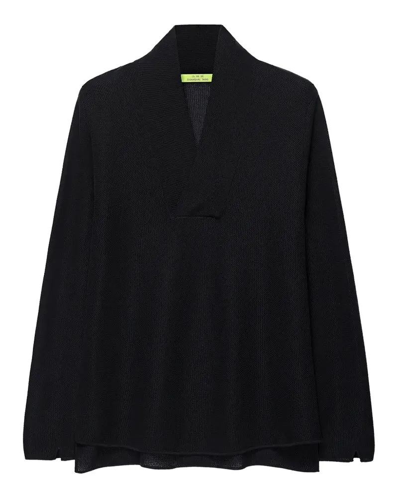 Shanghai Tang Quiet Fortune Pullover mit Schalkragen - Schwarz Schwarz