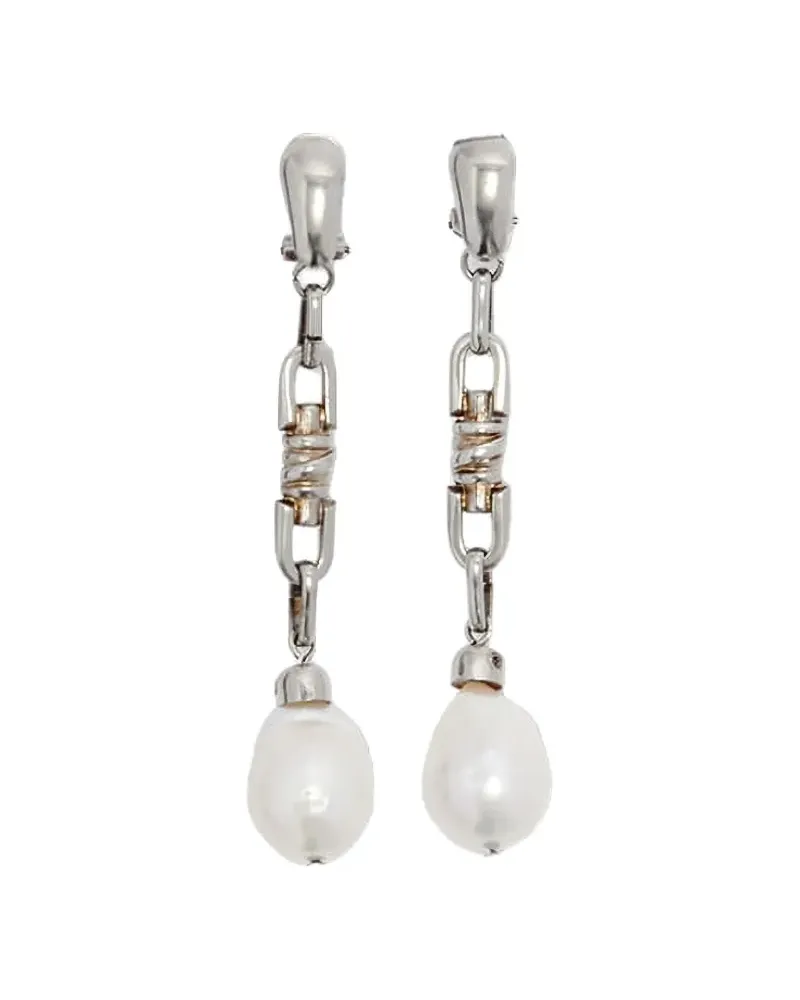 Ermanno Scervino faux-pearl chain-link earrings - Silber Silber