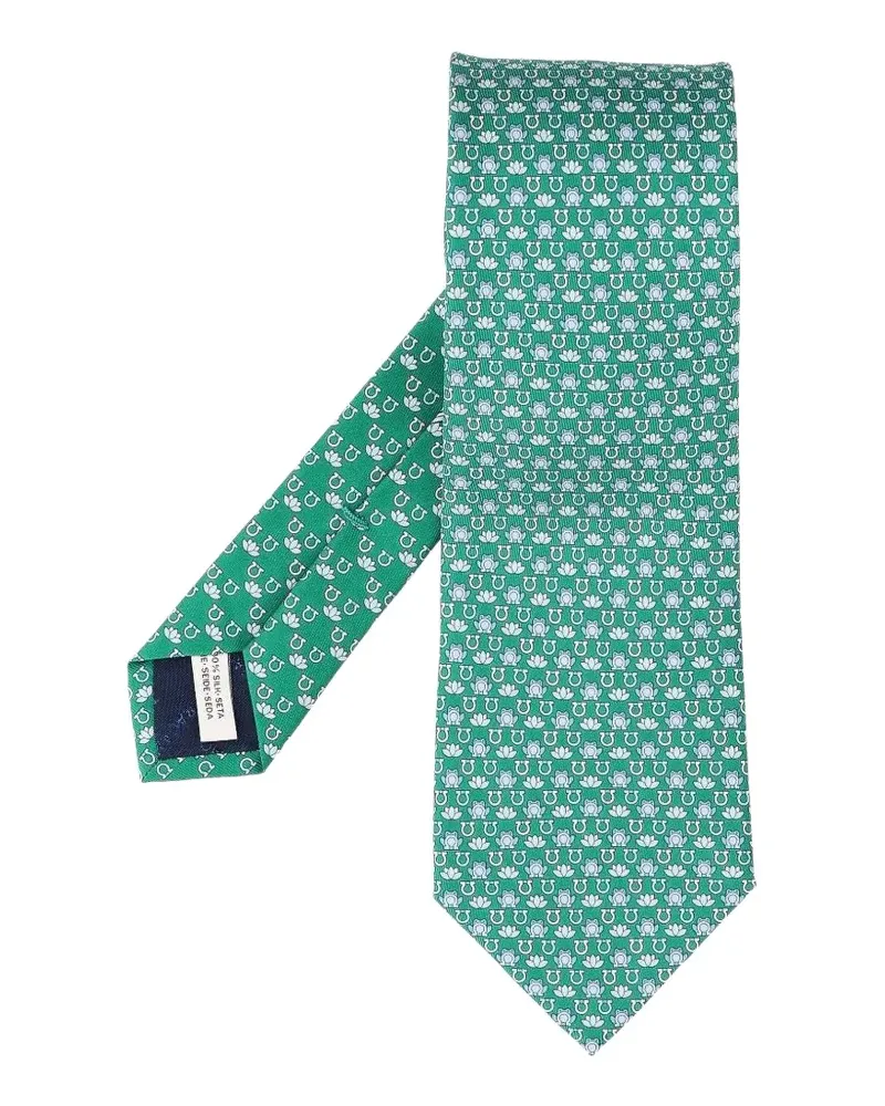 Ferragamo Seidenkrawatte mit Frosch-Print - Grün Grün