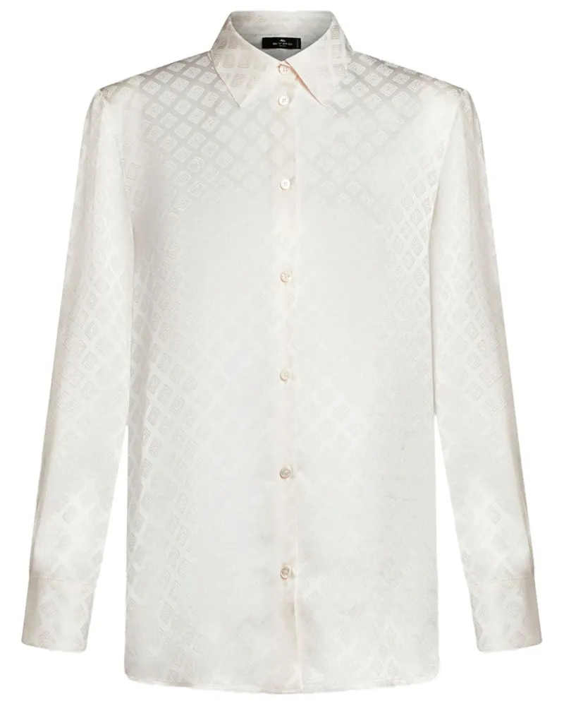 Etro Jacquard-Hemd mit Logo - Weiß Weiß