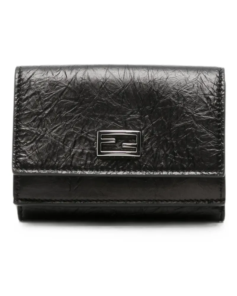 Fendi FF logo crinkled leather wallet - Schwarz Schwarz