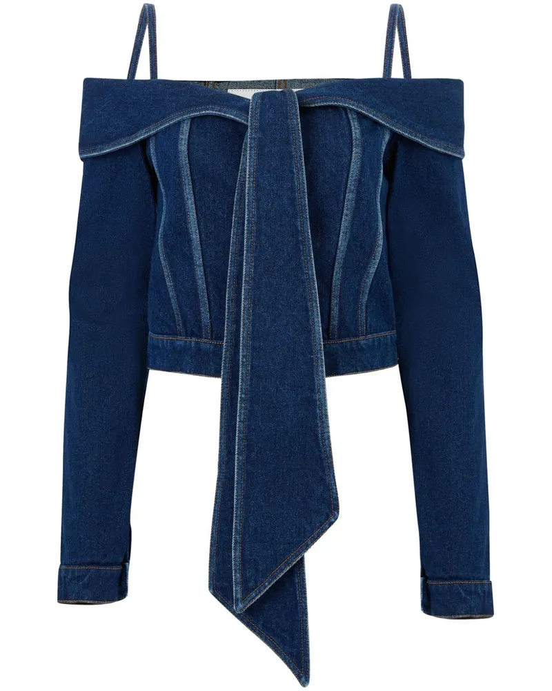 Nina Ricci Schulterfreie Jeansjacke - Blau Blau