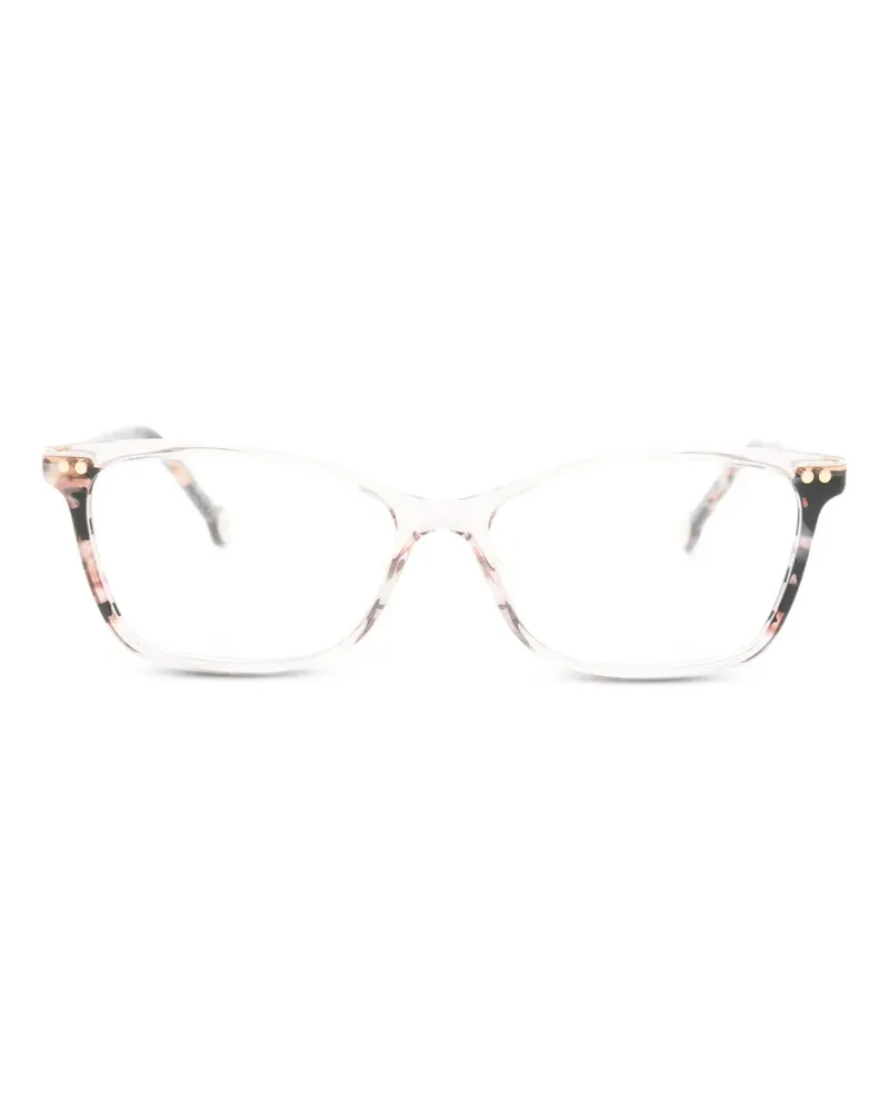 Carolina Herrera New York Eckige Brille in Schildpattoptik mit Bügeln - Nude Nude