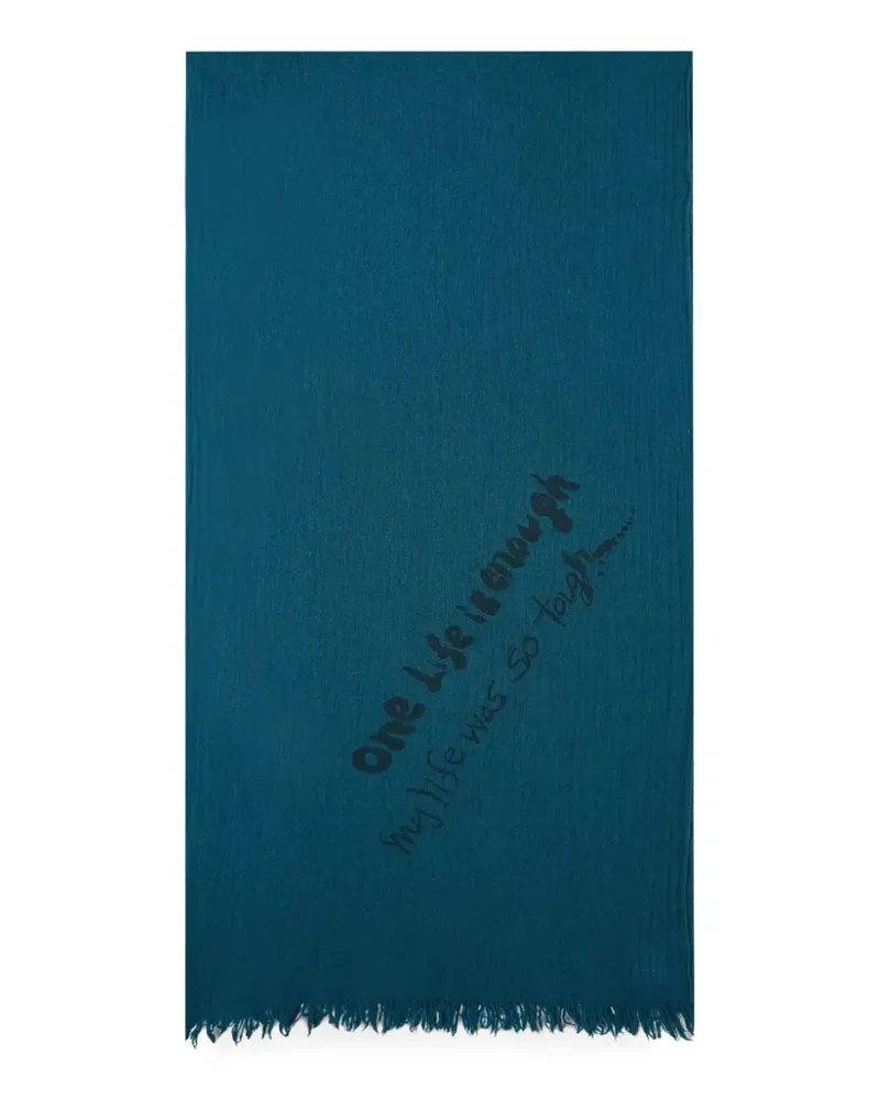 Yohji Yamamoto oversized fringe-trim scarf - Blau Blau