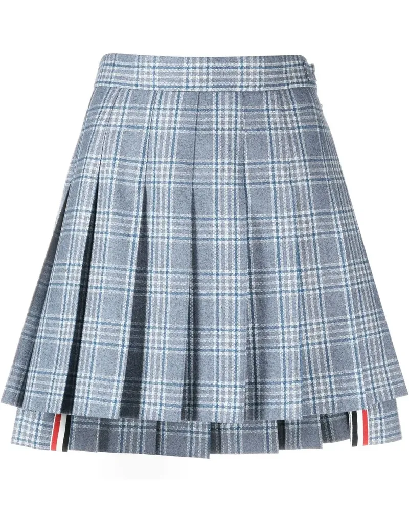 Thom Browne Faltenrock mit Karomuster - Blau Blau