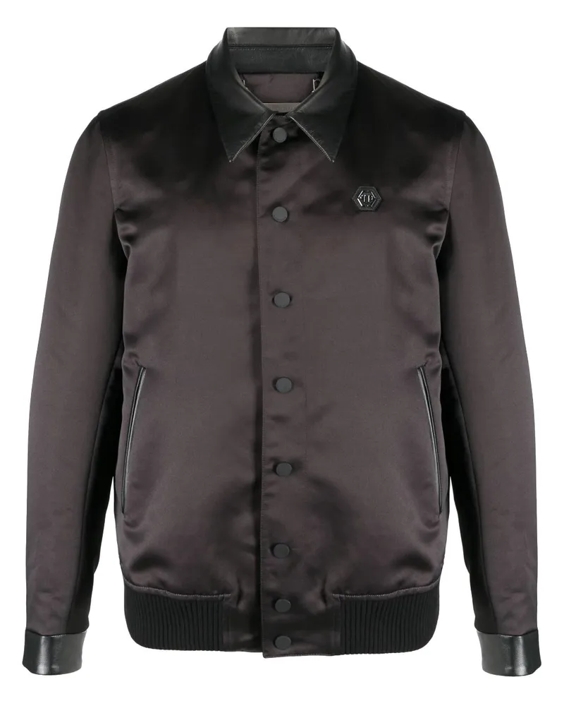 Philipp Plein Bomberjacke in Satinoptik - Schwarz Schwarz