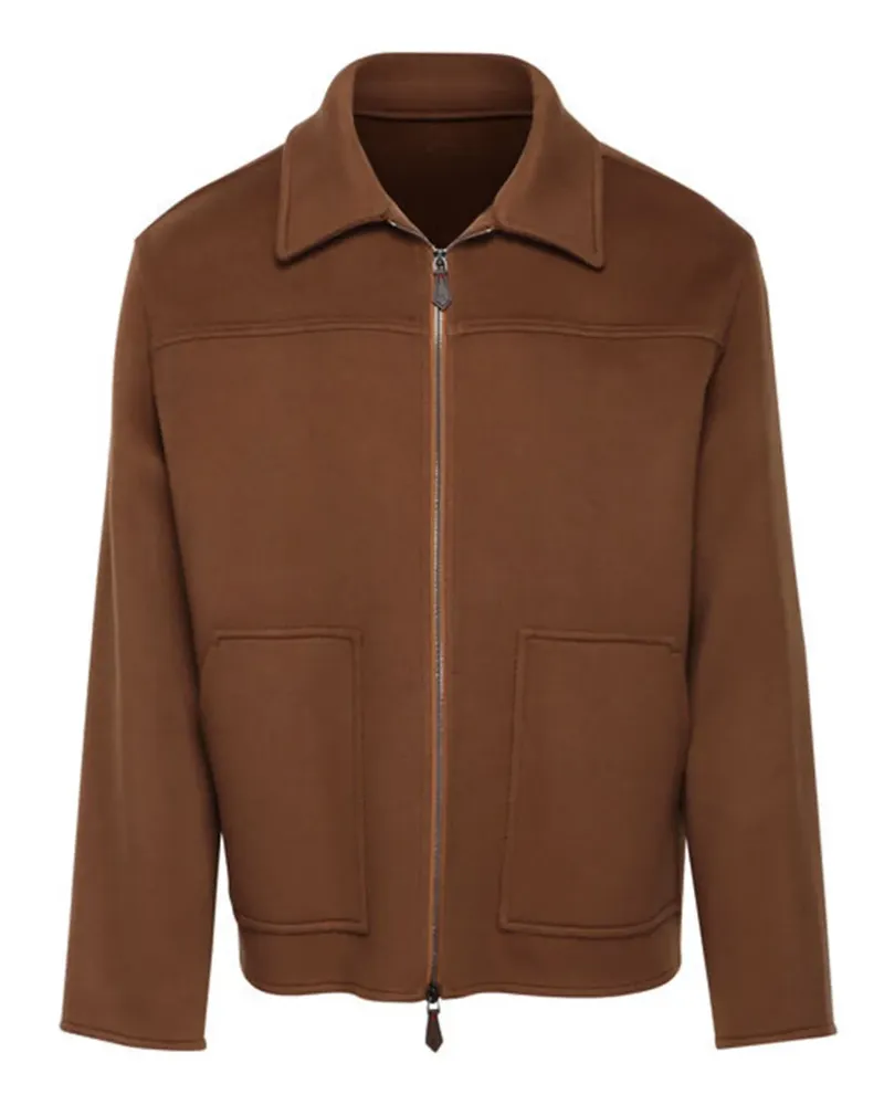 Isaia collared zip jacket - Braun Braun