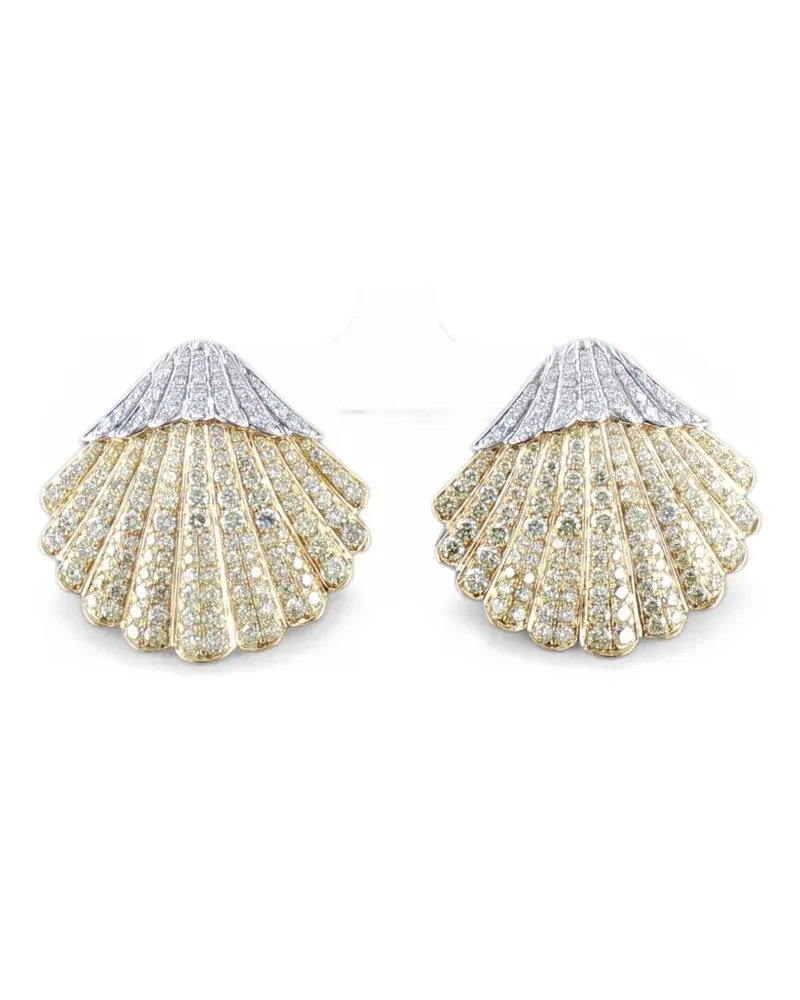 HYT Jewelry yellow and white diamond shell earrings - Gold Gold