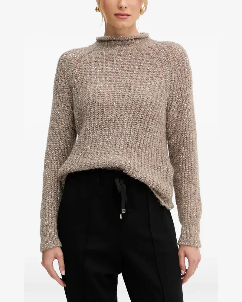 Luisa Spagnoli ribbed-cuff sparkle sweater - Nude Nude