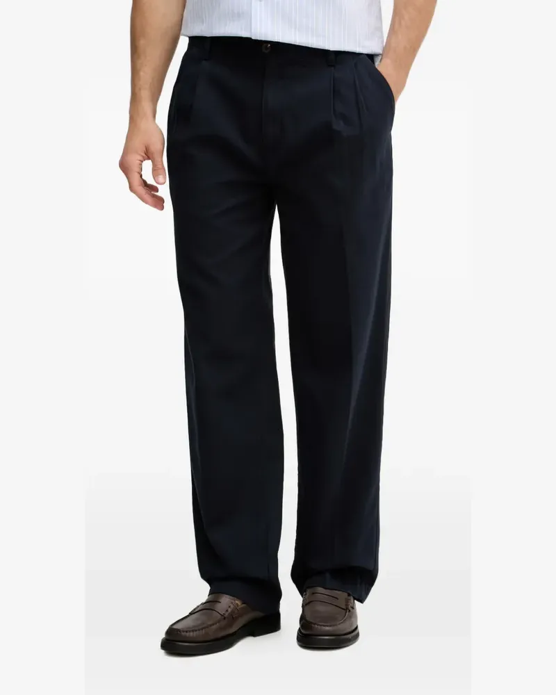 Gant pleated straight-leg trousers - Blau Blau