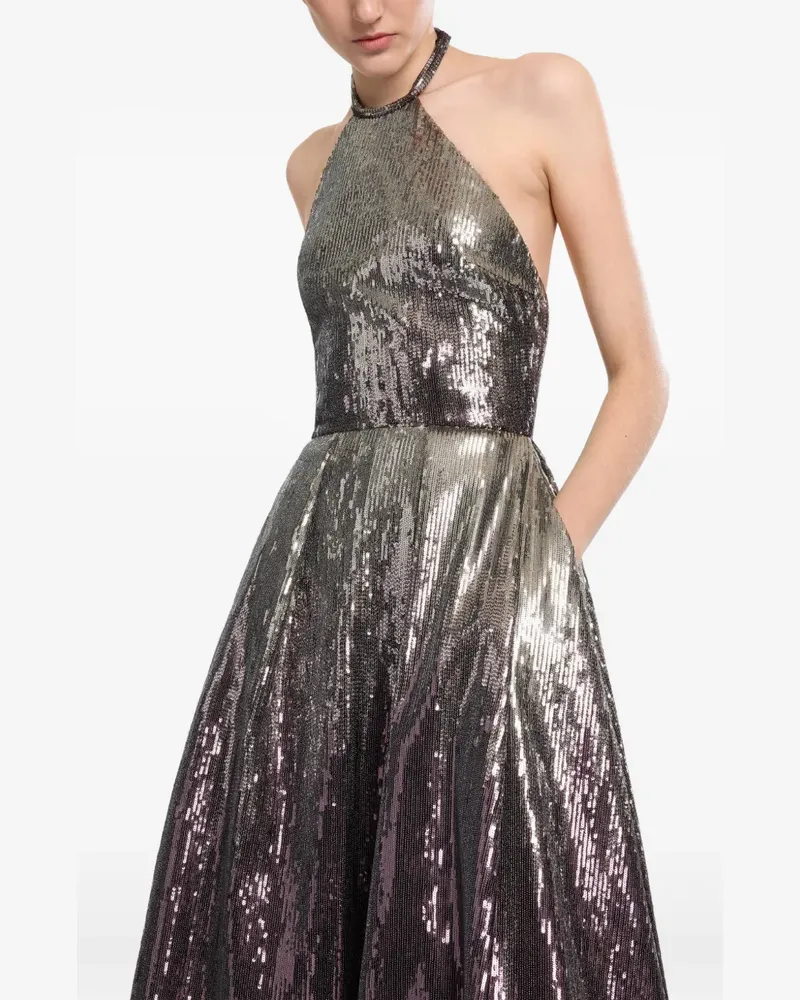 Elie Saab halterneck gradient-sequin gown - Silber Silber