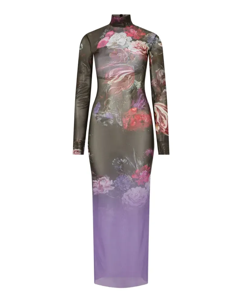 Roberto Cavalli Jerry Maxikleid mit Blumen-Print - Schwarz Schwarz
